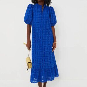 Hyacinth House Royal Blue Eyelet Midi Tryall Dress, size small, Tuckernuck